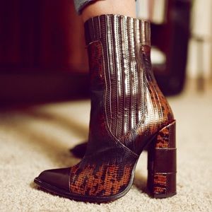 Vintage snake print boots